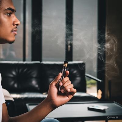 Ilustrasi seseorang sedang memegang Vape. Sumber Foto: Meta AI
